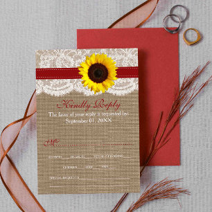 The Rustic Sunflower Wedding Collection - Red RSVP Card