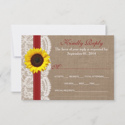 The Rustic Sunflower Wedding Collection _ Red RSVP Card