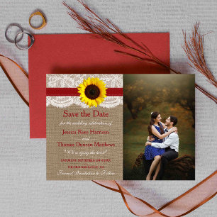 The Rustic Sunflower Wedding Collection - Red Save The Date