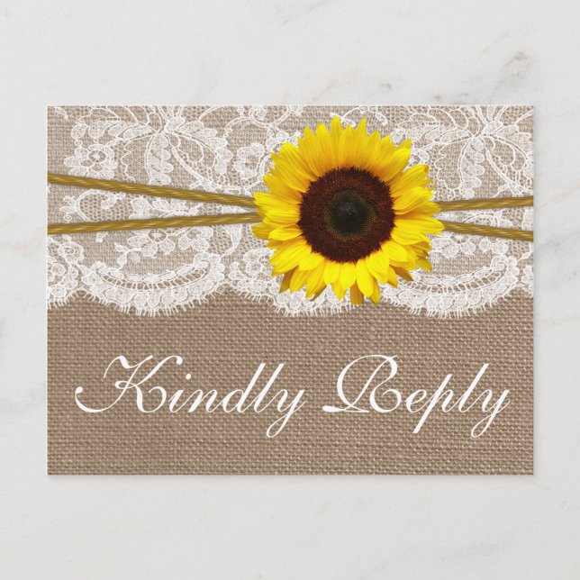 The Rustic Sunflower Wedding Collection RSVP Invitation Postcard (Front)