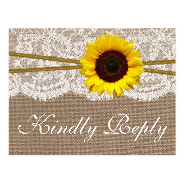 The Rustic Sunflower Wedding Collection RSVP Postcard
