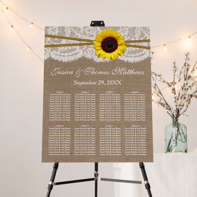 The Rustic Sunflower Wedding Collection Seating Foam Board (In Situ (Stand))