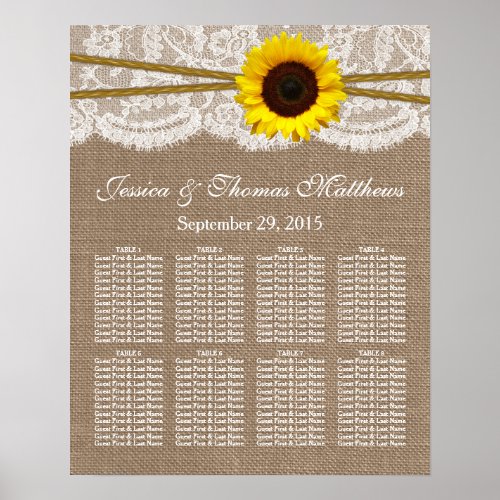 The Rustic Sunflower Wedding Collection Seating Poster