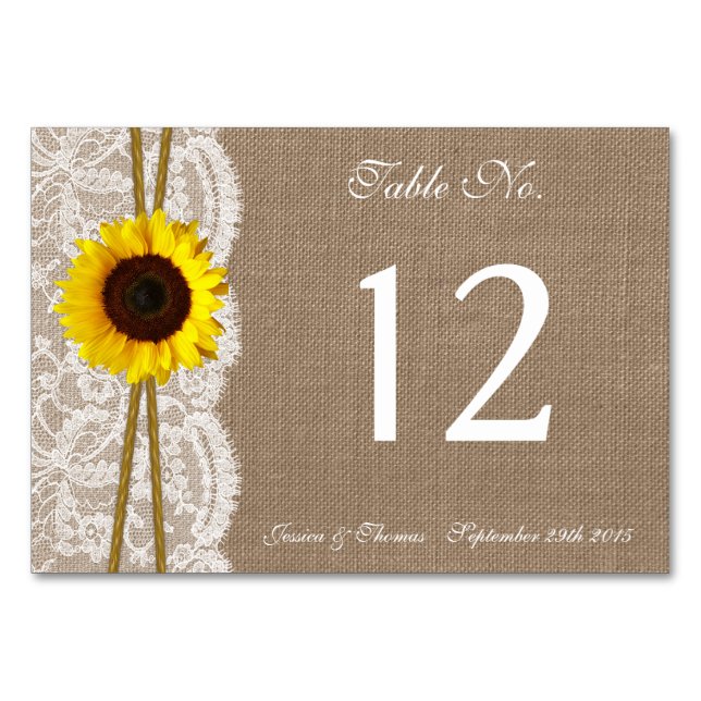 The Rustic Sunflower Wedding Collection Table Number (Front)