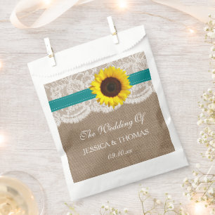The Rustic Sunflower Wedding Collection - Teal Favor Bag