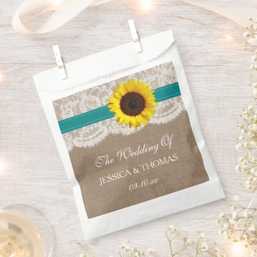 The Rustic Sunflower Wedding Collection _ Teal Favor Bag