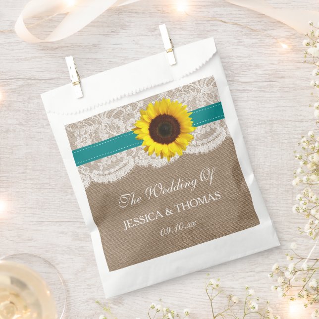 The Rustic Sunflower Wedding Collection - Teal Favor Bag (Clipped)