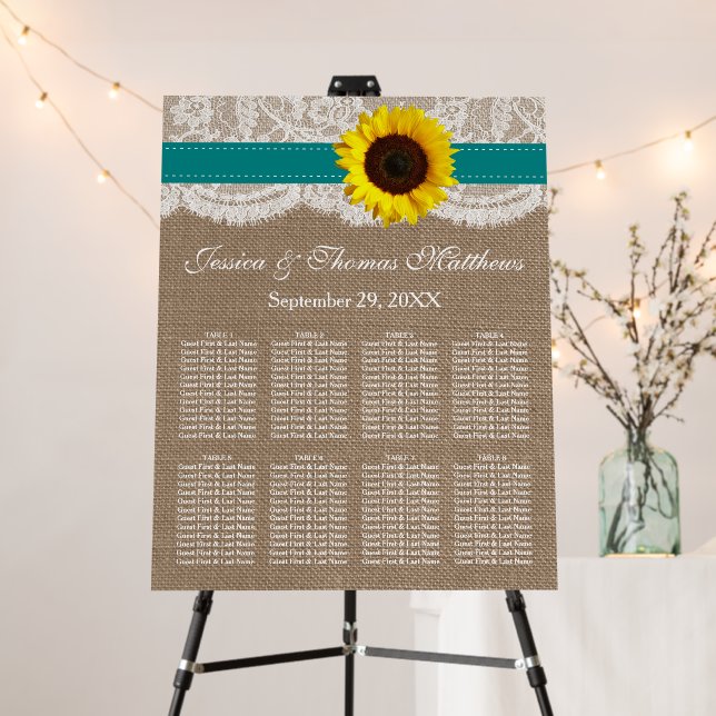 The Rustic Sunflower Wedding Collection - Teal Foam Board (In Situ (Stand))