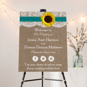 The Rustic Sunflower Wedding Collection - Teal Foam Board