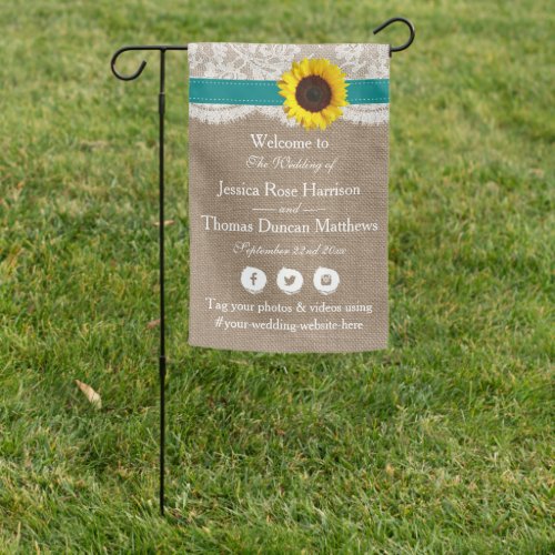 The Rustic Sunflower Wedding Collection _ Teal Garden Flag