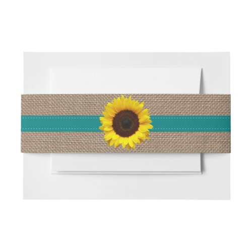 The Rustic Sunflower Wedding Collection _ Teal Invitation Belly Band