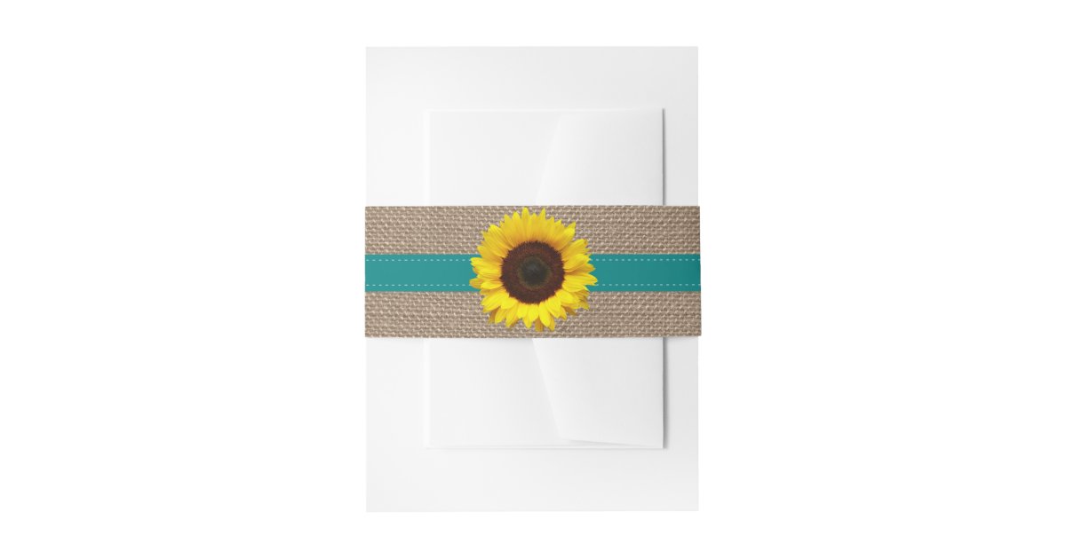 The Rustic Sunflower Wedding Collection Teal Invitation Belly Band Zazzle Com