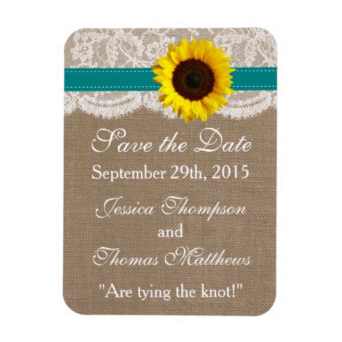 The Rustic Sunflower Wedding Collection _ Teal Magnet