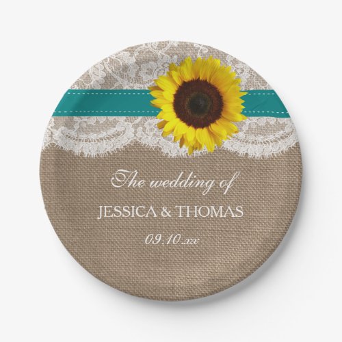 The Rustic Sunflower Wedding Collection _ Teal Paper Plates