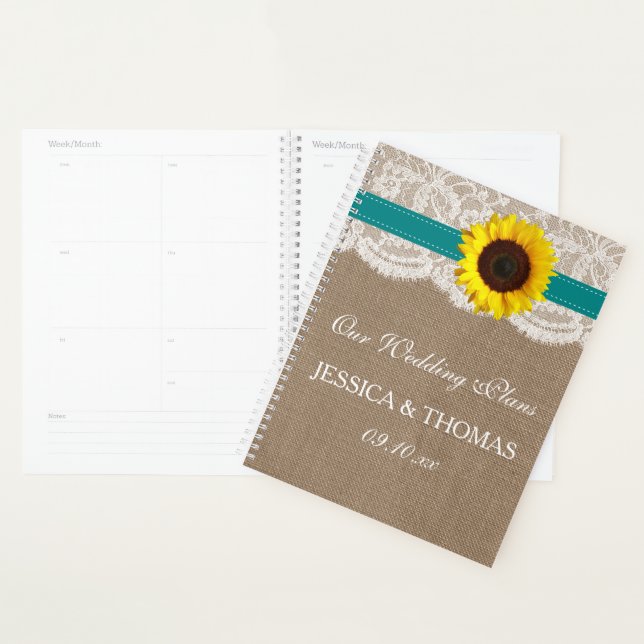 The Rustic Sunflower Wedding Collection - Teal Planner (Display)