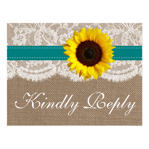 The Rustic Sunflower Wedding Collection - Teal Postcard