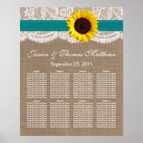 The Rustic Sunflower Wedding Collection _ Teal Poster