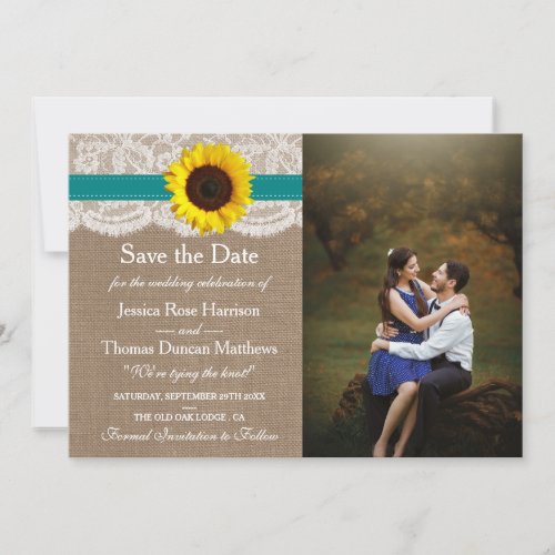 The Rustic Sunflower Wedding Collection _ Teal Save The Date