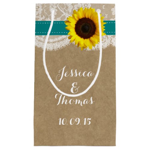 The Rustic Sunflower Wedding Collection _ Teal Small Gift Bag
