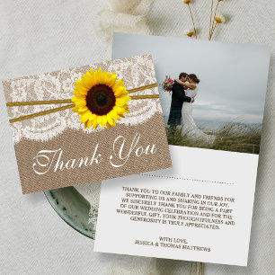 The Rustic Sunflower Wedding Collection Thank You Card