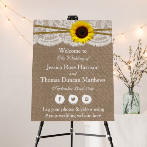 The Rustic Sunflower Wedding Collection Welcome Foam Board