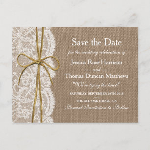 The Rustic Twine Bow Wedding Collection Announcement Postcard