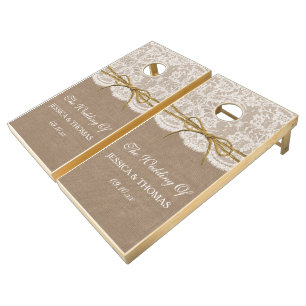 The Rustic Twine Bow Wedding Collection Cornhole Set