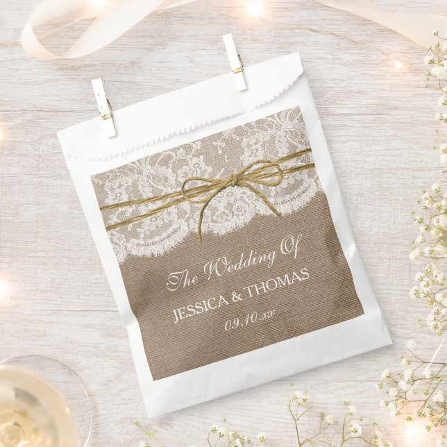 The Rustic Twine Bow Wedding Collection Favor Bag (Clipped)