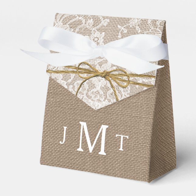 The Rustic Twine Bow Wedding Collection Favor Boxes (Front Side)