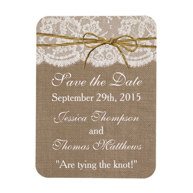 The Rustic Twine Bow Wedding Collection Magnet (Vertical)