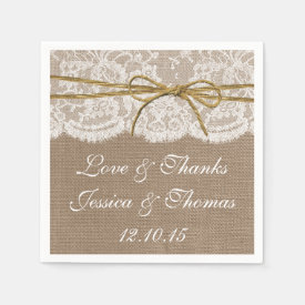 The Rustic Twine Bow Wedding Collection Paper Napkin