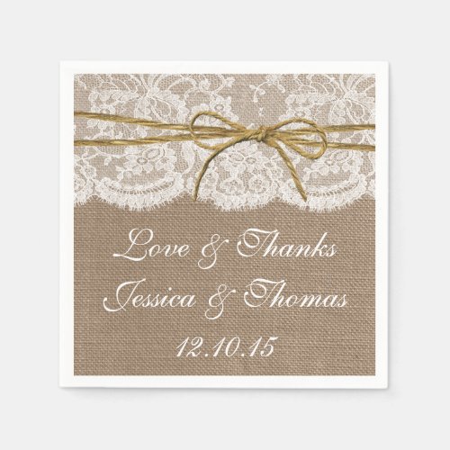 The Rustic Twine Bow Wedding Collection Paper Napkins