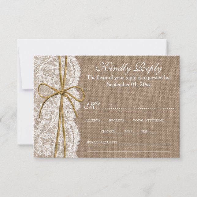 The Rustic Twine Bow Wedding Collection - RSVP (Front)