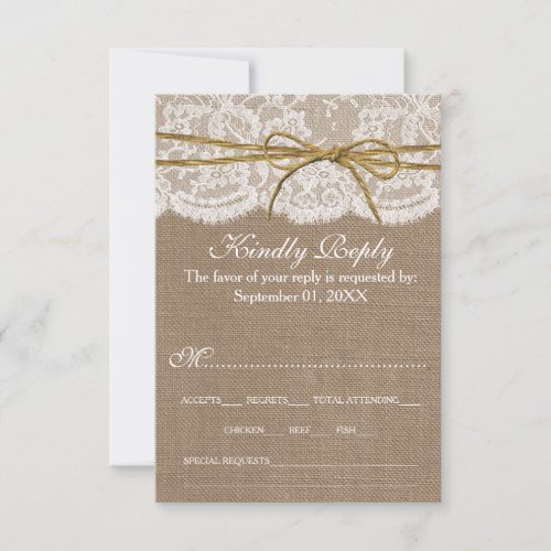 The Rustic Twine Bow Wedding Collection RSVP Card
