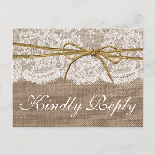 The Rustic Twine Bow Wedding Collection _ RSVP Invitation Postcard