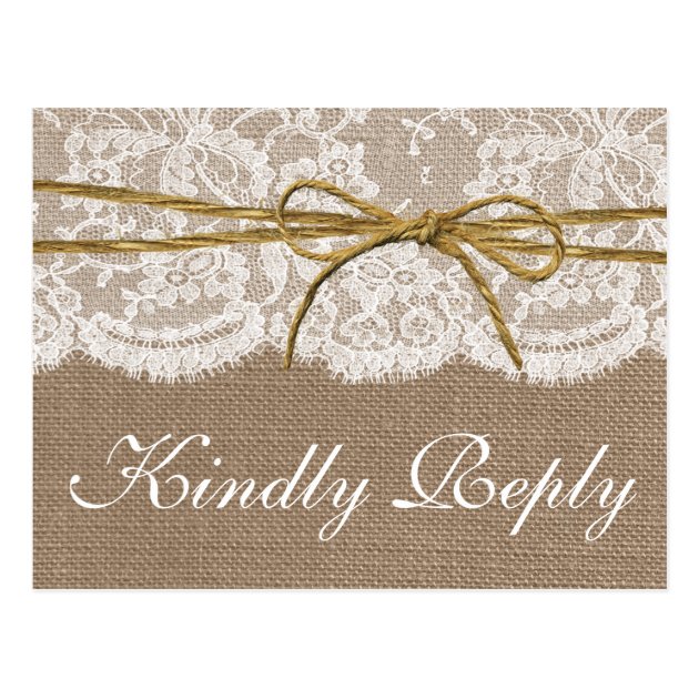 The Rustic Twine Bow Wedding Collection - RSVP Postcard