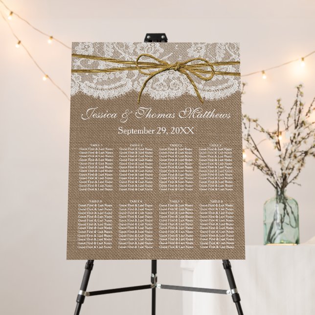 The Rustic Twine Bow Wedding Collection Seating Foam Board (In Situ (Stand))
