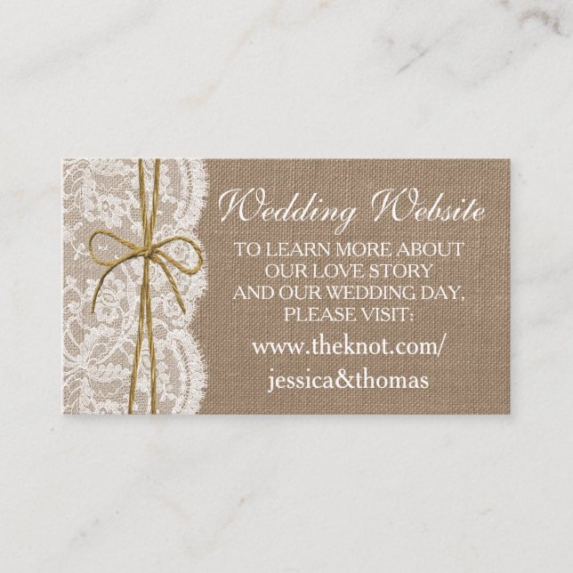 The Rustic Twine Bow Wedding Collection Website Enclosure Card (Front)