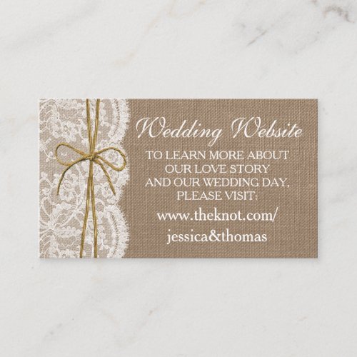 The Rustic Twine Bow Wedding Collection Website Enclosure Card