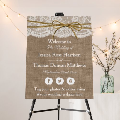 The Rustic Twine Bow Wedding Collection Welcome Foam Board