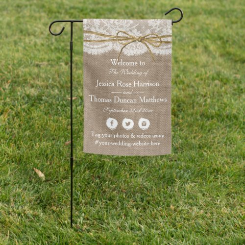 The Rustic Twine Bow Wedding Collection Welcome Garden Flag