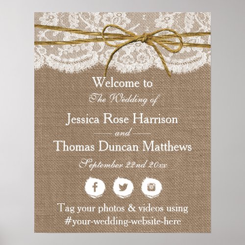 The Rustic Twine Bow Wedding Collection Welcome Poster