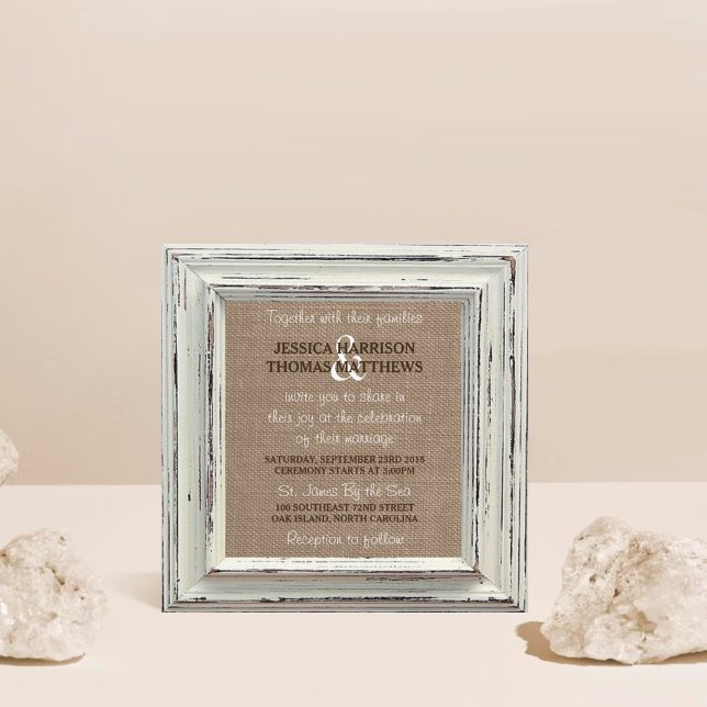 The Rustic White Frame & Burlap Wedding Collection Invitation (Creator Uploaded)