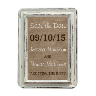 The Rustic White Frame & Burlap Wedding Collection Magnet