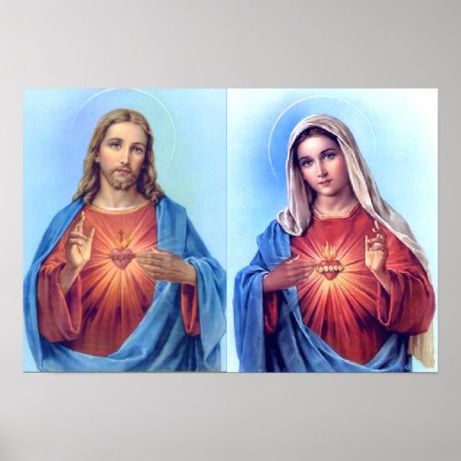 The Sacred Heart and The Immaculate Heart Poster | Zazzle