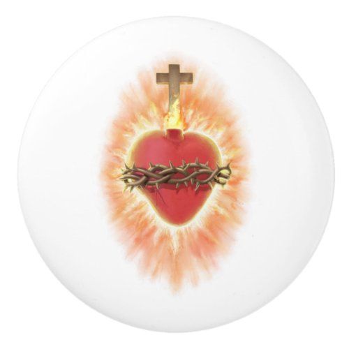 The Sacred Heart Ceramic Knob