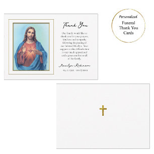 The Sacred Heart of Jesus Catholic Funeral  Thank You Card