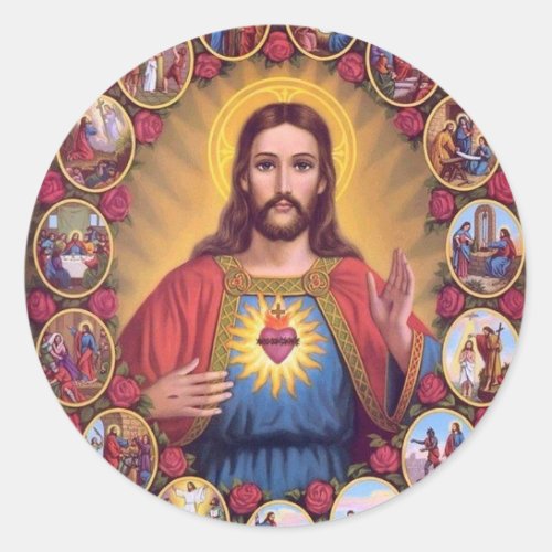 The Sacred Heart Of Jesus Classic Round Sticker