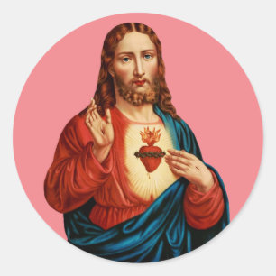 The Sacred Heart Of Jesus Fine Art Portrait Classic Round Sticker