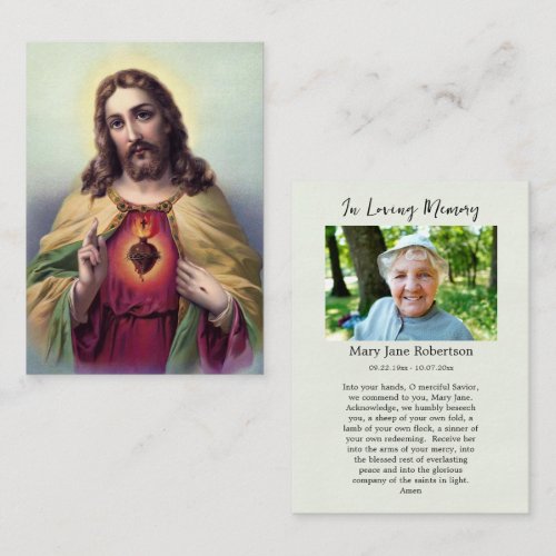 The Sacred Heart of Jesus Funeral Prayer Card